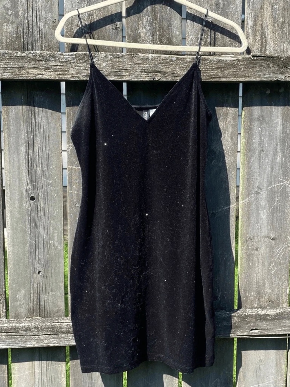 H&M Black Velvet Slip Dress with Thin Straps